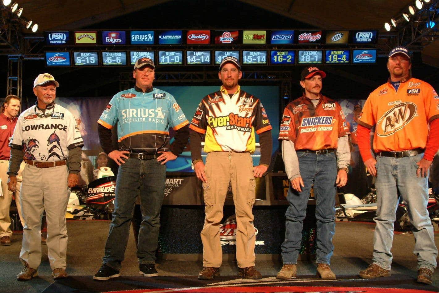 Group of anglers on stage