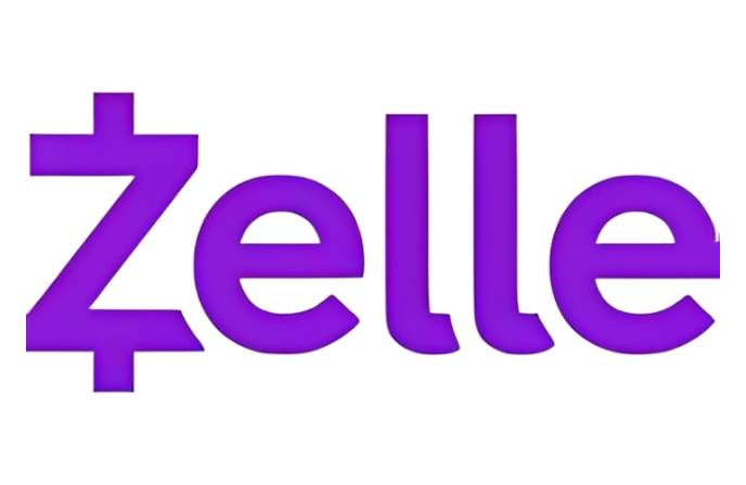 Purple Zelle text on white background